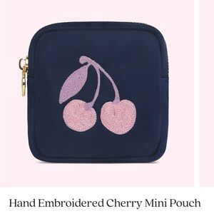 Stony Clover Hand Embroidered Cherry Mini Pouch
